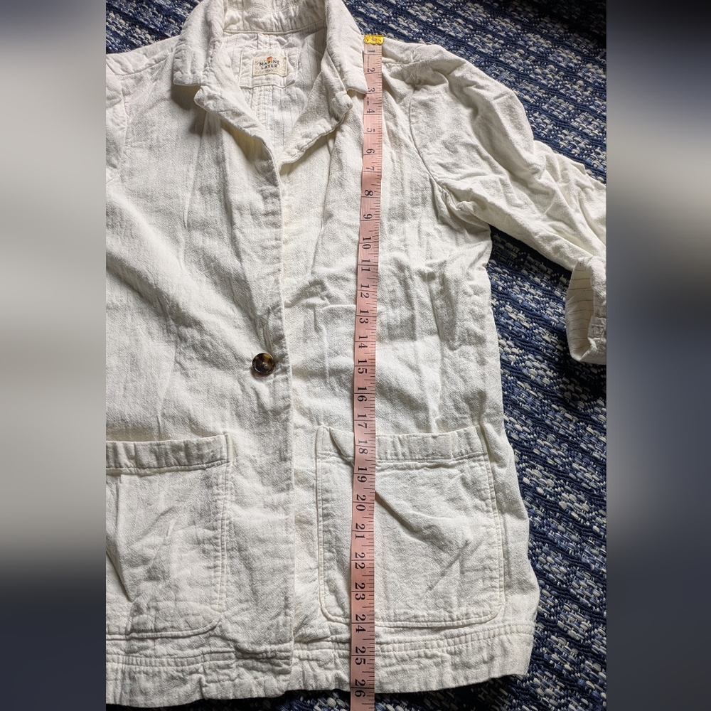 Marine Layer White Cotton Blazer Size Small - Picture 6 of 9
